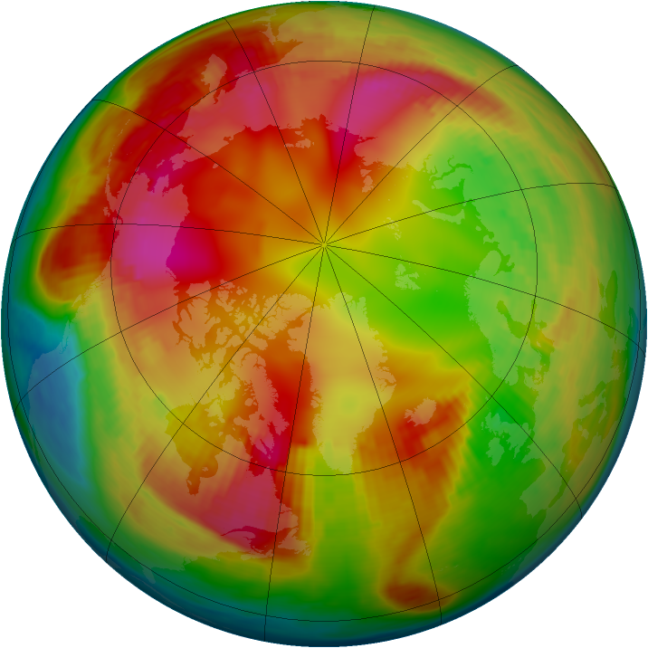 Arctic ozone map for 25 January 1982